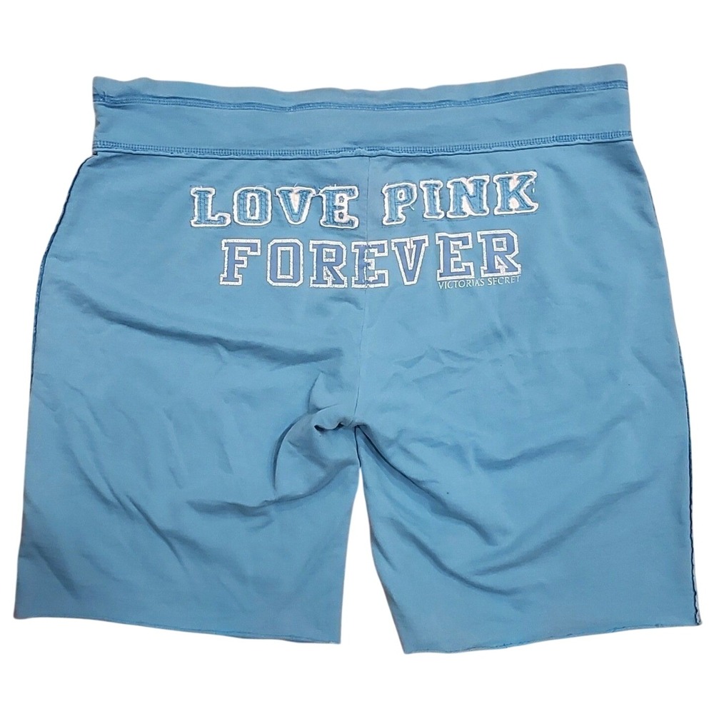 Y2K Victoria's Secret PINK Blue 86 Vintage Booty Shorts Logo Spellout Large
